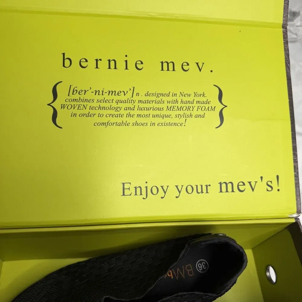 Bernie Mev Chesca Woven Shoes Clogs Slip On Heeled Women Black 36 US 5.5 NIB